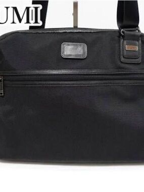 Tumi Black Men's Messenger Briefcase with Leather Trim